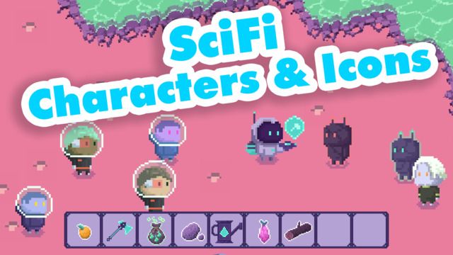 Sci-Fi Space Village Characters and Icons